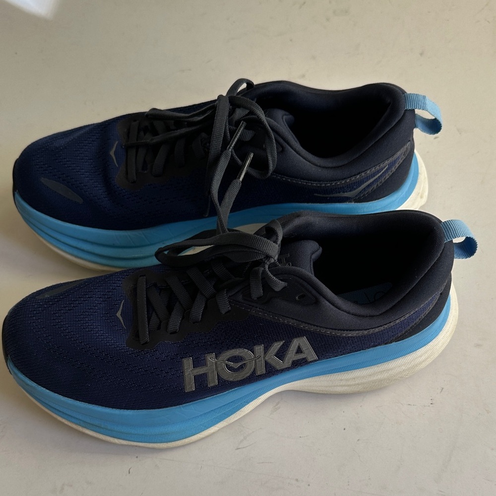 Hoka Dark Blue and Light Blue Athletic Shoes